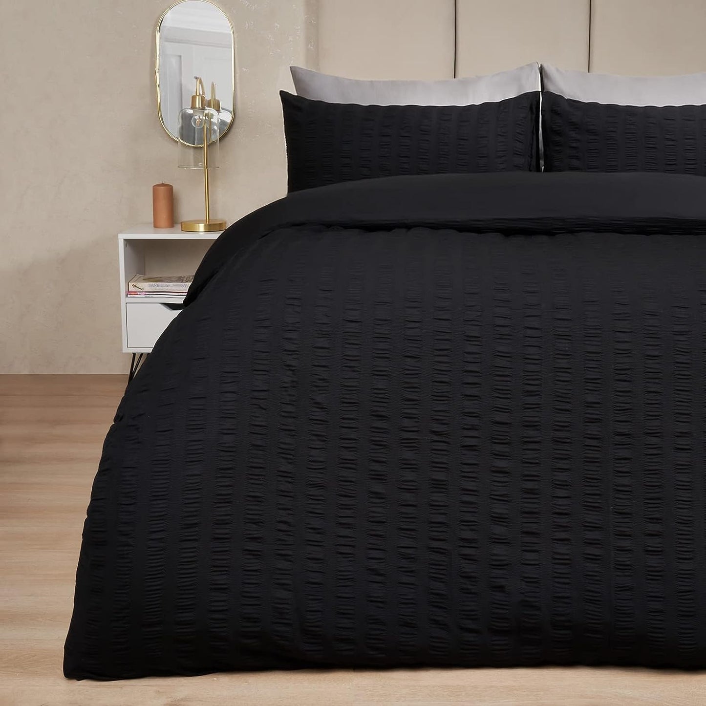 Seersucker Duvet Cover with Pillow Case Luxury Bedding Set