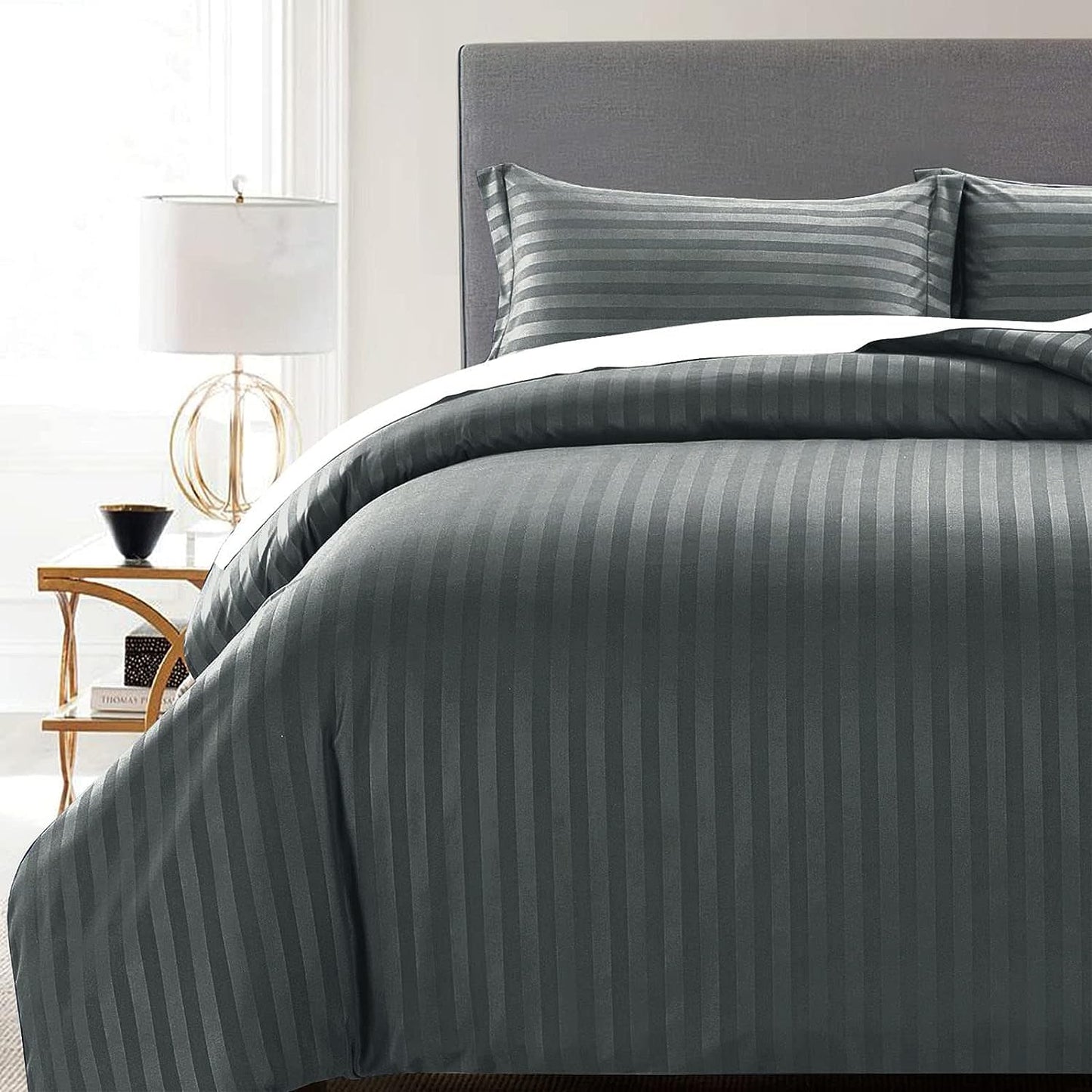 Duvet Cover Set Hotel Quality Stripes Satin