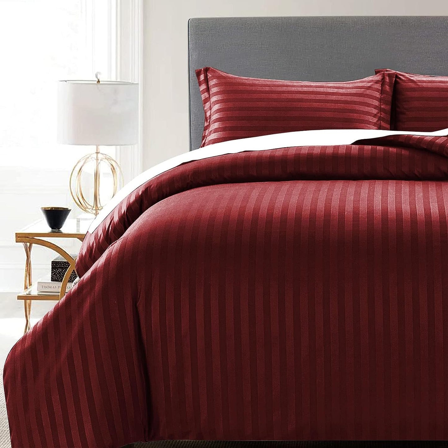 Duvet Cover Set Hotel Quality Stripes Satin