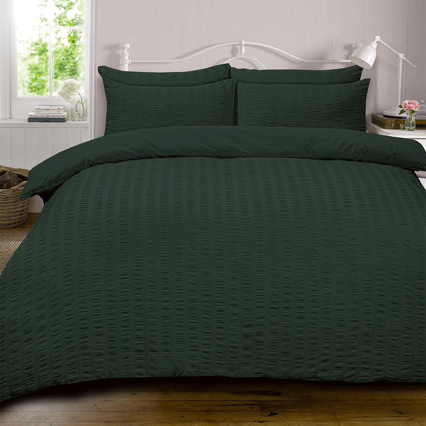 Seersucker Duvet Cover with Pillow Case Luxury Bedding Set