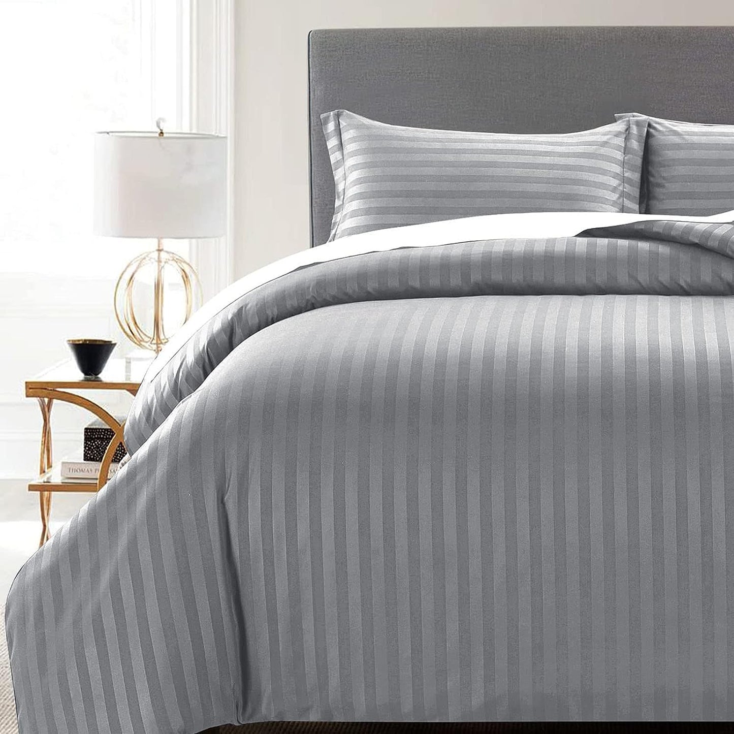 Duvet Cover Set Hotel Quality Stripes Satin