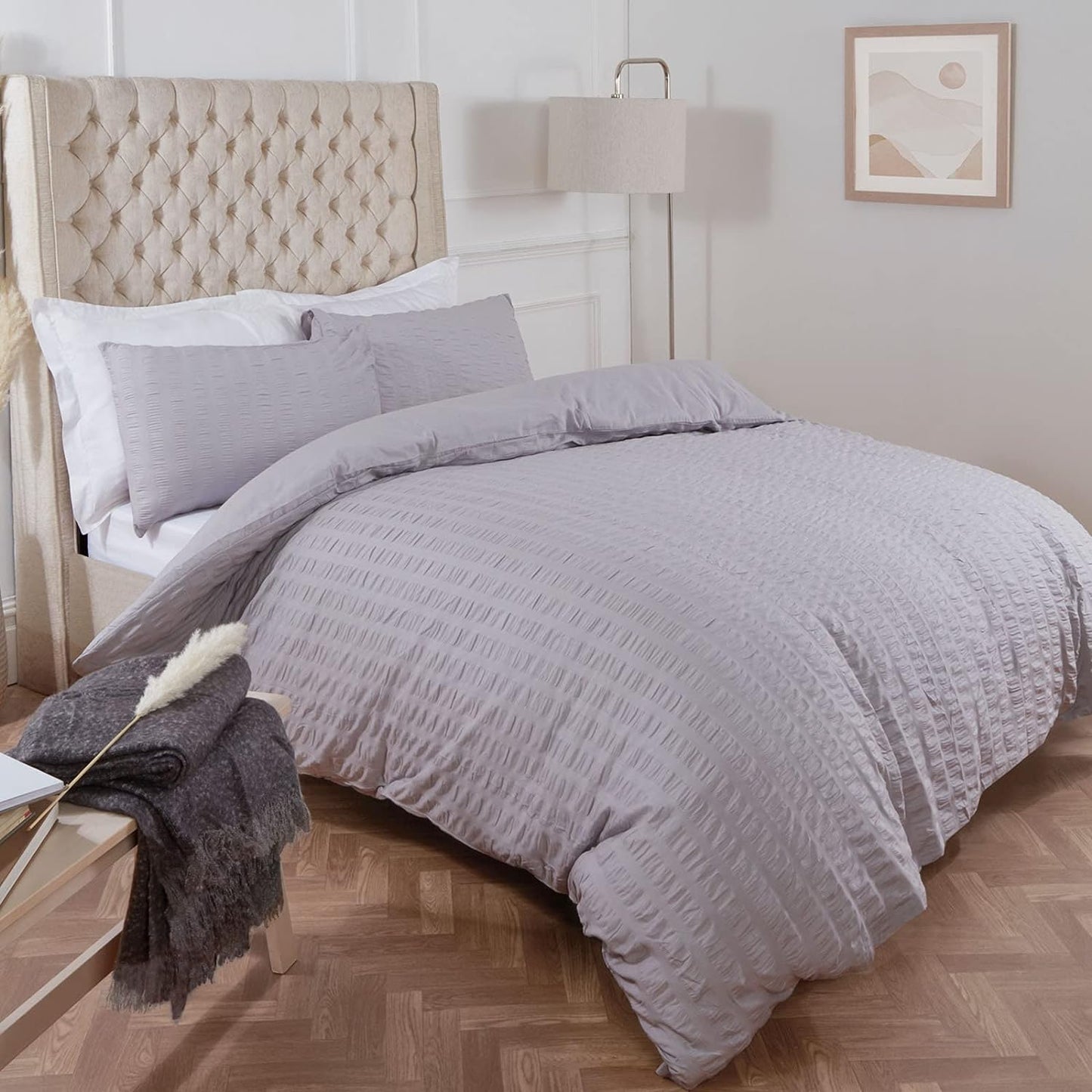 Seersucker Duvet Cover with Pillow Case Luxury Bedding Set