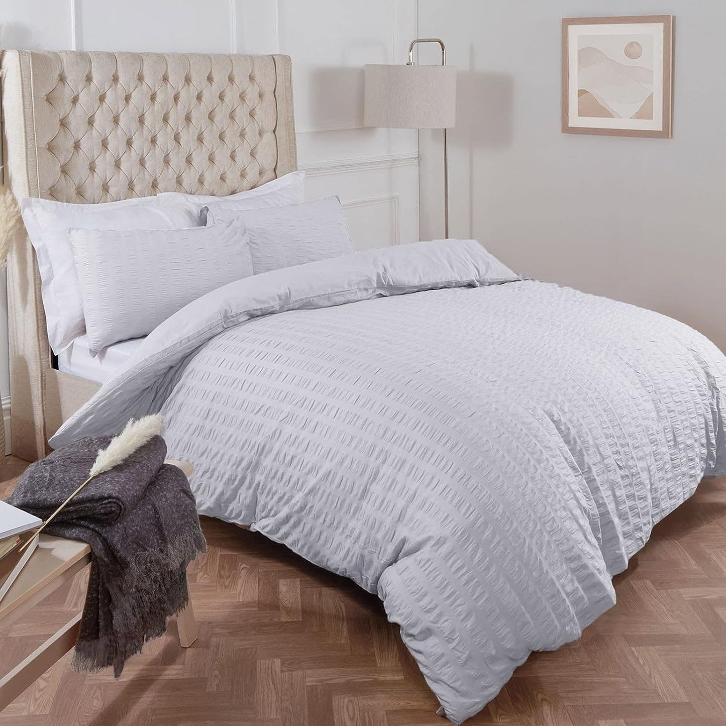 Seersucker Duvet Cover with Pillow Case Luxury Bedding Set