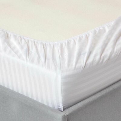 Charms Trend Modern Stripe White Fitted Sheet 30cm / 12” Deep Easy Care Bedding Poly Cotton Bed Sheets