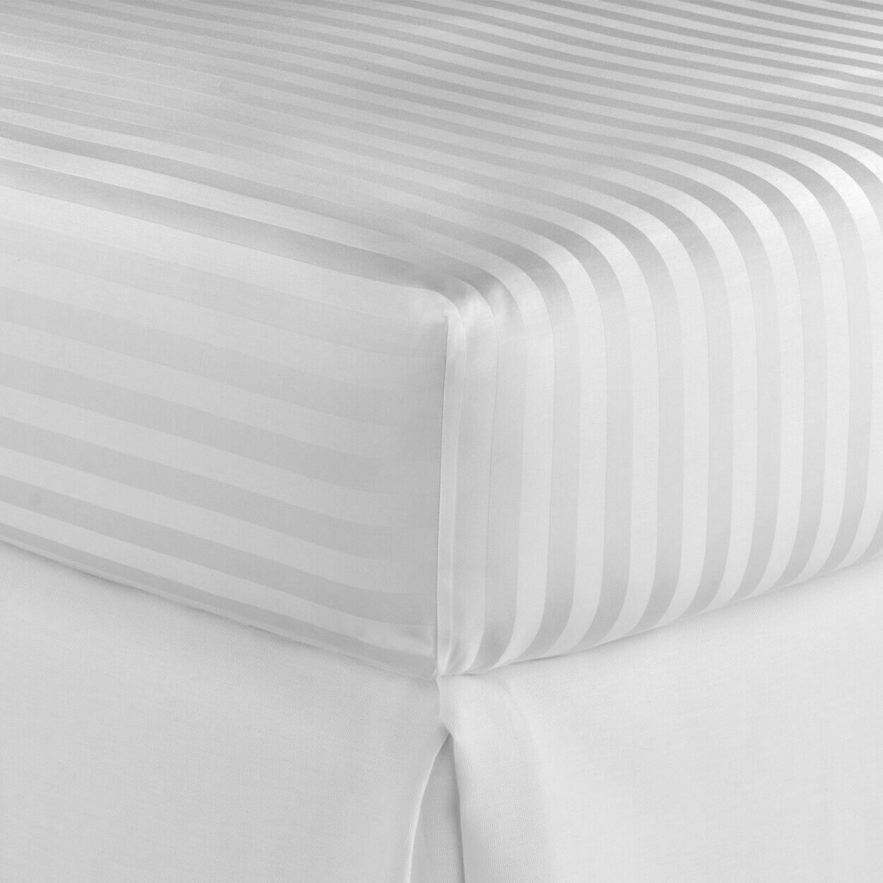 Charms Trend Modern Stripe White Fitted Sheet 30cm / 12” Deep Easy Care Bedding Poly Cotton Bed Sheets