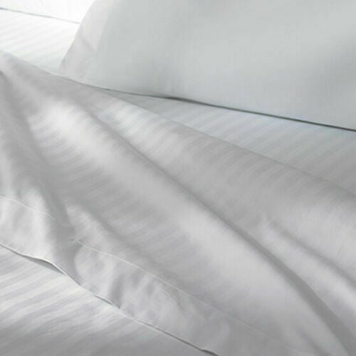 Charms Trend Modern Stripe White Flat Sheet Easy Care Bedding Poly Cotton Bed Sheets